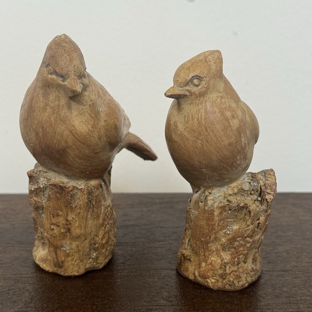 VTG Cardinal‎ Exquisite Hand Carved Song Birds Perched Blue Jay Christmas
